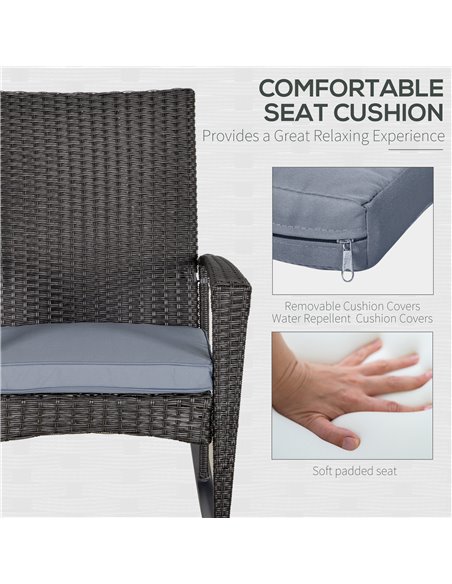 Outsunny PE Rattan Outdoor Garden Rocking Chair w/ Cushion Grey 841-146 - pic 62710 | FastDaddyshop