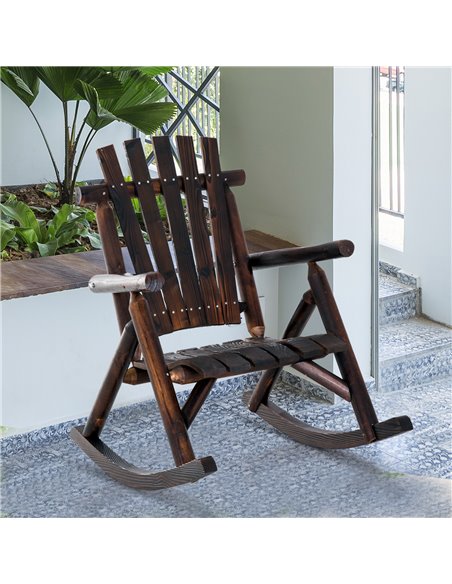 Outsunny Outdoor Rocking Chair Fir Wood Rustic Patio Adirondack Rocking Chair Traditional Rustic Style & Pure Comfort 84A-065 - pic 62716 | FastDaddyshop