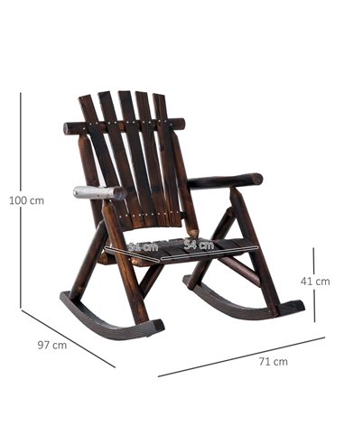 Outsunny Outdoor Rocking Chair Fir Wood Rustic Patio Adirondack Rocking Chair Traditional Rustic Style & Pure Comfort 84A-065