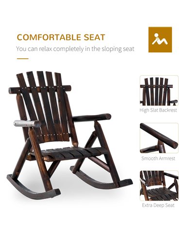 Outsunny Outdoor Rocking Chair Fir Wood Rustic Patio Adirondack Rocking Chair Traditional Rustic Style & Pure Comfort 84A-065