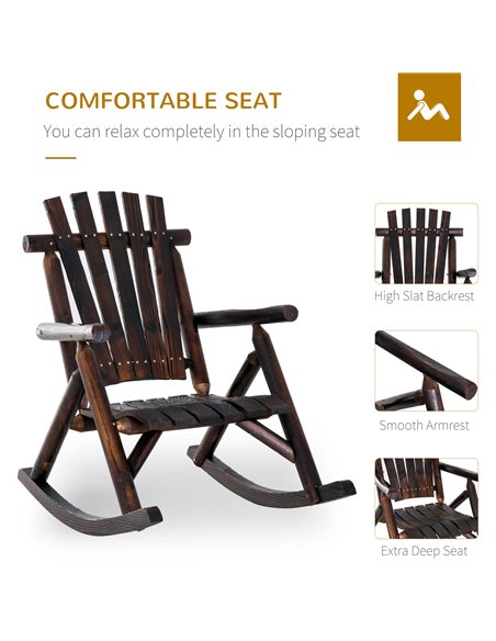 Outsunny Outdoor Rocking Chair Fir Wood Rustic Patio Adirondack Rocking Chair Traditional Rustic Style & Pure Comfort 84A-065 - pic 62719 | FastDaddyshop