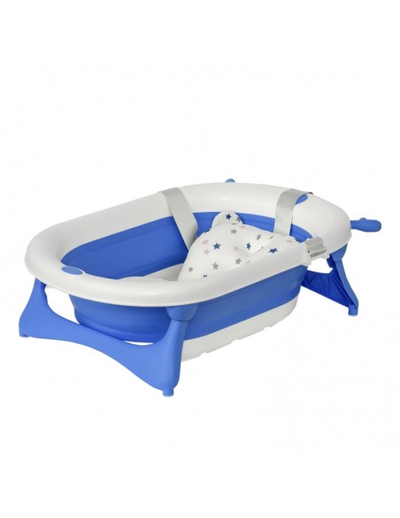 Homcom 0+ Ergonomic Foldable Baby Bath Tub Non-Slip Portable with Baby Cushion Blue - pic 6272 | FastDaddyshop