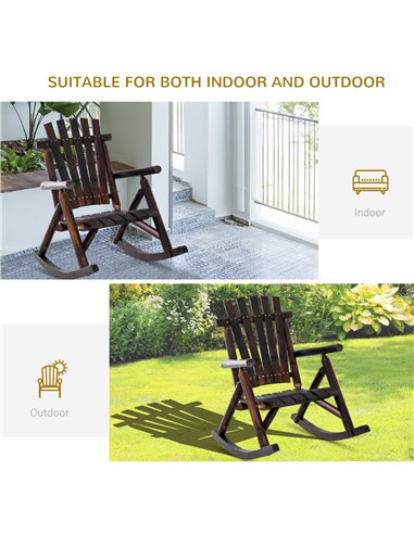 Outsunny Outdoor Rocking Chair Fir Wood Rustic Patio Adirondack Rocking Chair Traditional Rustic Style & Pure Comfort 84A-065