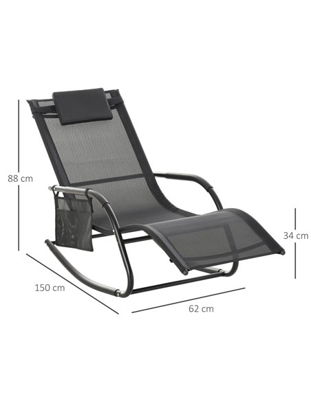 Outsunny Breathable Mesh Rocking Chair Patio Rocker Lounge for Indoor & Outdoor Recliner Seat w/ Removable Headrest for Garden a - pic 62726 | FastDaddyshop