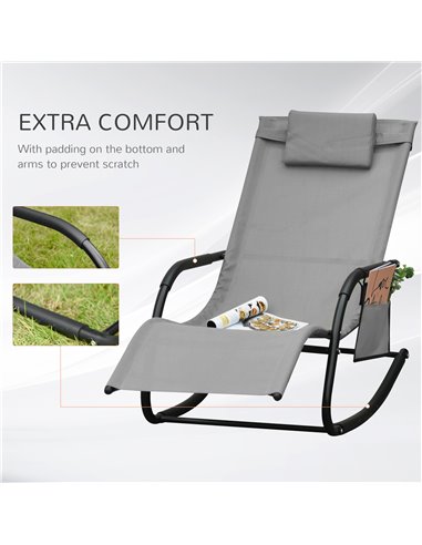 Outsunny Breathable Mesh Rocking Chair Patio Rocker Lounge for Indoor & Outdoor Recliner Seat w/ Removable Headrest for Garden a