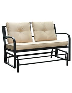 Outsunny 2-Person Outdoor Loveseat Rocking Chair, Khaki 84A-145
