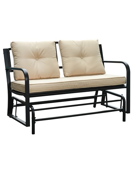 Outsunny 2-Person Outdoor Loveseat Rocking Chair, Khaki 84A-145 - pic 62751 | FastDaddyshop