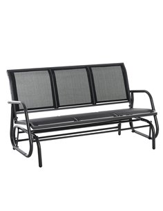 Outsunny 3-Seat Glider Rocking Chair for 3 People, Black 84B-531