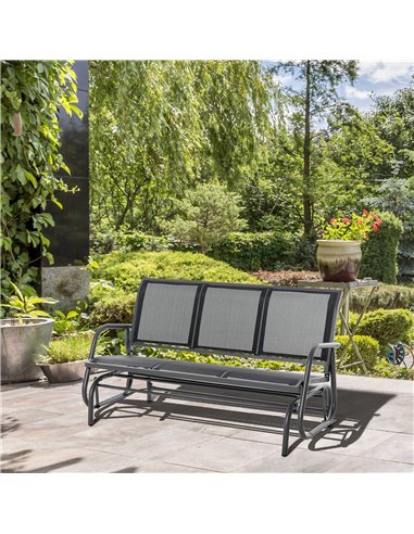 Outsunny 3-Seat Glider Rocking Chair for 3 People Garden Bench Patio Furniture Metal Frame 84B-531