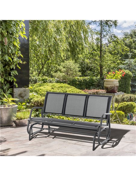 Outsunny 3-Seat Glider Rocking Chair for 3 People Garden Bench Patio Furniture Metal Frame 84B-531 - pic 62761 | FastDaddyshop