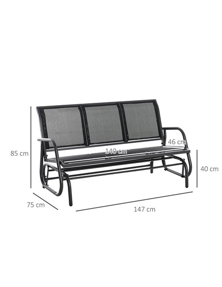 Outsunny 3-Seat Glider Rocking Chair for 3 People Garden Bench Patio Furniture Metal Frame 84B-531 - pic 62762 | FastDaddyshop