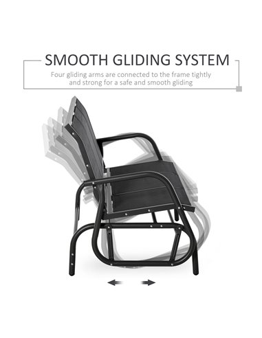 Outsunny 3-Seat Glider Rocking Chair for 3 People Garden Bench Patio Furniture Metal Frame 84B-531