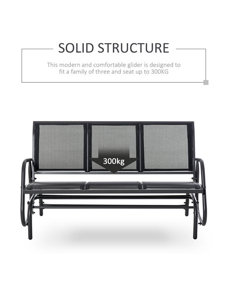 Outsunny 3-Seat Glider Rocking Chair for 3 People Garden Bench Patio Furniture Metal Frame 84B-531 - pic 62764 | FastDaddyshop
