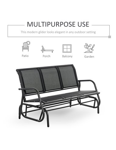 Outsunny 3-Seat Glider Rocking Chair for 3 People Garden Bench Patio Furniture Metal Frame 84B-531