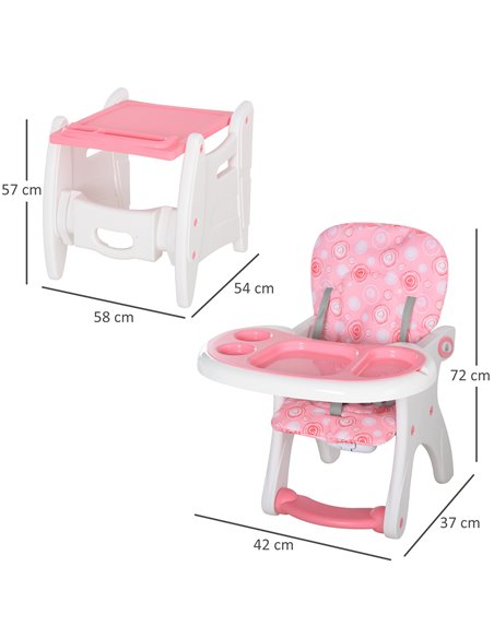 HOMCOM HDPE 3-in-1 Baby Booster High Chair Pink - pic 6277 | FastDaddyshop