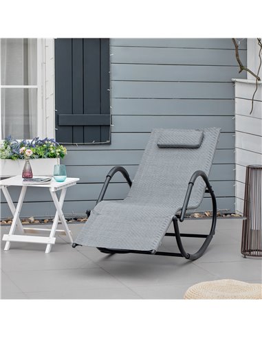 Outsunny Rocking Chair Zero Gravity Rocking Lounge Chair Rattan Effect Patio Rocker w/ Removable Pillow Recliner Seat Breathable