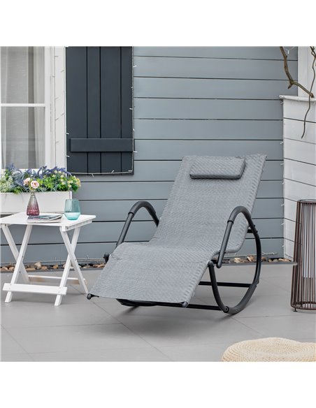 Outsunny Rocking Chair Zero Gravity Rocking Lounge Chair Rattan Effect Patio Rocker w/ Removable Pillow Recliner Seat Breathable - pic 62779 | FastDaddyshop