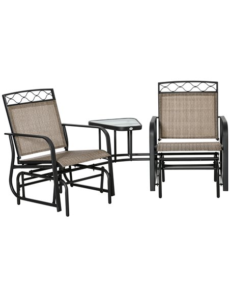 Outsunny Double Outdoor Glider Chair, 2 Seater Rocking Chairs, Brown 84B-735 - pic 62787 | FastDaddyshop
