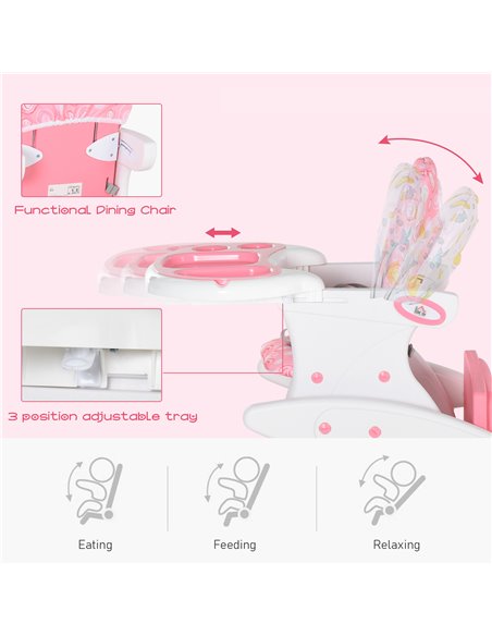 HOMCOM HDPE 3-in-1 Baby Booster High Chair Pink - pic 6279 | FastDaddyshop