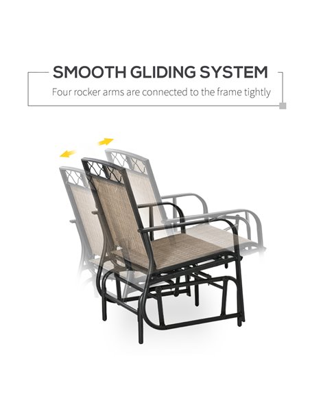 Outsunny Double Outdoor Glider Chair, 2 Seater Patio Rocking Chairs, Swing Bench w/ Tempered Glass Table, Mesh Fabric for Backya - pic 62793 | FastDaddyshop