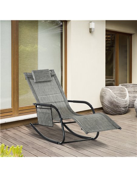 Outsunny Breathable Mesh Rocking Chair Patio Rocker Lounge for Indoor & Outdoor Recliner Seat w/ Removable Headrest for Garden a - pic 62797 | FastDaddyshop