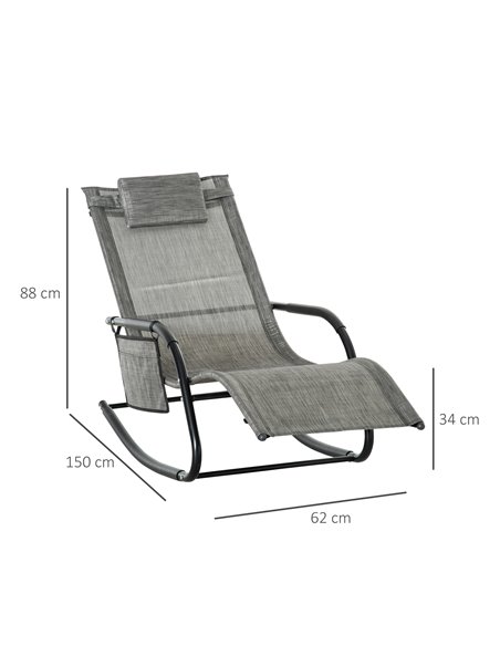 Outsunny Breathable Mesh Rocking Chair Patio Rocker Lounge for Indoor & Outdoor Recliner Seat w/ Removable Headrest for Garden a - pic 62798 | FastDaddyshop