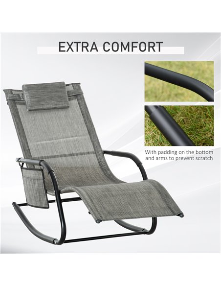 Outsunny Breathable Mesh Rocking Chair Patio Rocker Lounge for Indoor & Outdoor Recliner Seat w/ Removable Headrest for Garden a - pic 62799 | FastDaddyshop