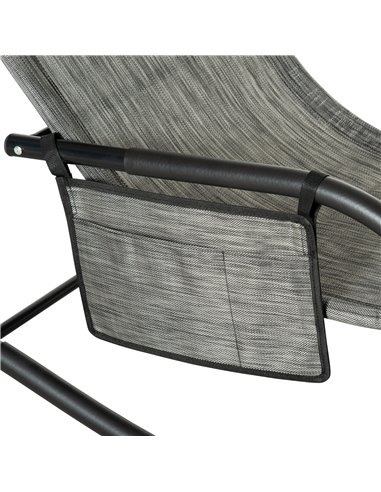 Outsunny Breathable Mesh Rocking Chair Patio Rocker Lounge for Indoor & Outdoor Recliner Seat w/ Removable Headrest for Garden a