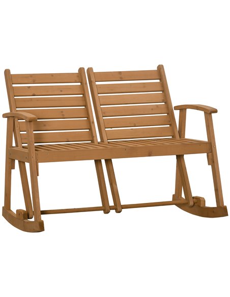 Outsunny Wooden Garden Rocking Bench, Light Brown 84B-641 - pic 62805 | FastDaddyshop