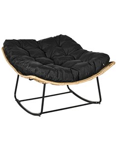 Outsunny Outdoor PE Rattan Rocking Chair, Natural Wood Finish 867-145V70ND