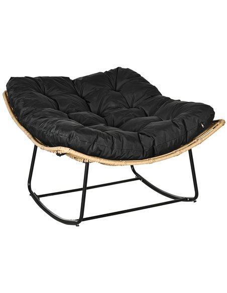 Outsunny Outdoor PE Rattan Rocking Chair, Natural Wood Finish 867-145V70ND - pic 62814 | FastDaddyshop