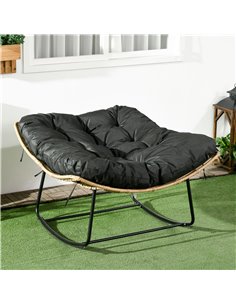 Outsunny Outdoor PE Rattan Rocking Chair, Natural Wood Finish 867-145V70ND 2