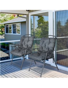 Outsunny Set of 2 Outdoor Seat Cushions 50W x 98L x 8Dcm Comfortable Seat Pad with Backrest for Sunbeds, Rocking Chairs, Lounger 2