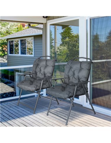 Outsunny Set of 2 Outdoor Seat Cushions 50W x 98L x 8Dcm Comfortable Seat Pad with Backrest for Sunbeds, Rocking Chairs, Lounger