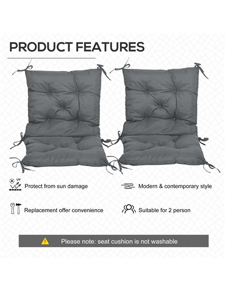 Outsunny Set of 2 Outdoor Seat Cushions 50W x 98L x 8Dcm Comfortable Seat Pad with Backrest for Sunbeds, Rocking Chairs, Lounger - pic 62827 | FastDaddyshop