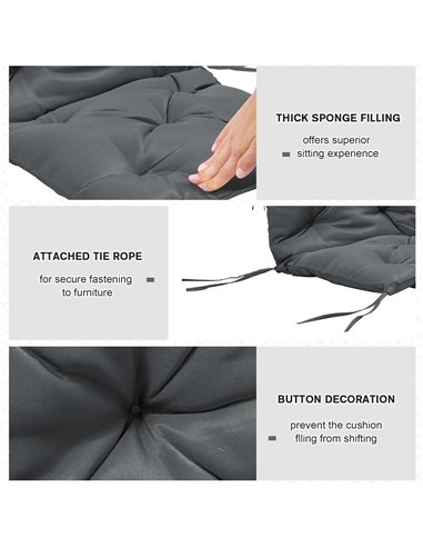 Outsunny Set of 2 Outdoor Seat Cushions 50W x 98L x 8Dcm Comfortable Seat Pad with Backrest for Sunbeds, Rocking Chairs, Lounger