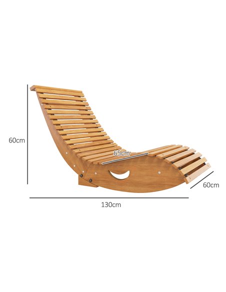 Outsunny Wooden Rocking Chair with Slatted Seat, Outdoor Furniture, 130cm x 60cm x 60cm, Teak 84G-210V01TK - pic 62834 | FastDaddyshop