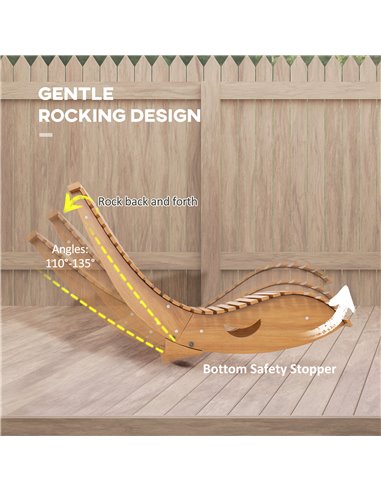 Outsunny Wooden Rocking Chair with Slatted Seat, Outdoor Furniture, 130cm x 60cm x 60cm, Teak 84G-210V01TK