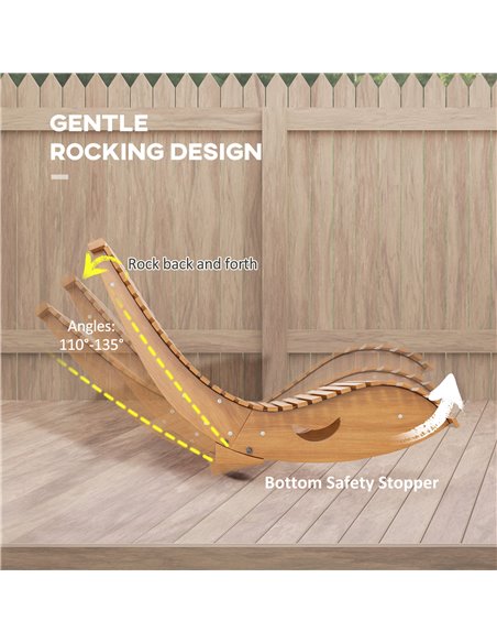 Outsunny Wooden Rocking Chair with Slatted Seat, Outdoor Furniture, 130cm x 60cm x 60cm, Teak 84G-210V01TK - pic 62835 | FastDaddyshop