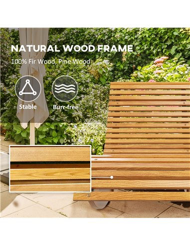 Outsunny Wooden Rocking Chair with Slatted Seat, Outdoor Furniture, 130cm x 60cm x 60cm, Teak 84G-210V01TK