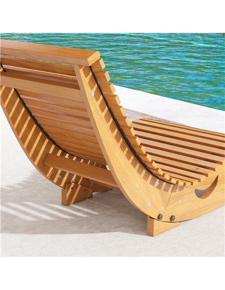 Outsunny Wooden Rocking Chair with Slatted Seat, Outdoor Furniture, 130cm x 60cm x 60cm, Teak 84G-210V01TK - pic 62838 | FastDaddyshop
