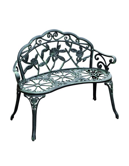 Outsunny Cast Aluminium Outdoor Garden Patio Antique Rose Style Bench Porch Park Chair Seater - Green 01-0794 - pic 62841 | FastDaddyshop