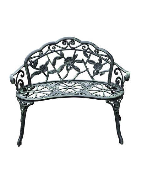 Outsunny Cast Aluminium Outdoor Garden Patio Antique Rose Style Bench Porch Park Chair Seater - Green 01-0794 - pic 62848 | FastDaddyshop