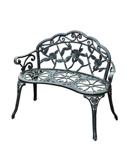 Outsunny Cast Aluminium Outdoor Garden Patio Antique Rose Style Bench Porch Park Chair Seater - Green 01-0794 - pic 62849 | FastDaddyshop