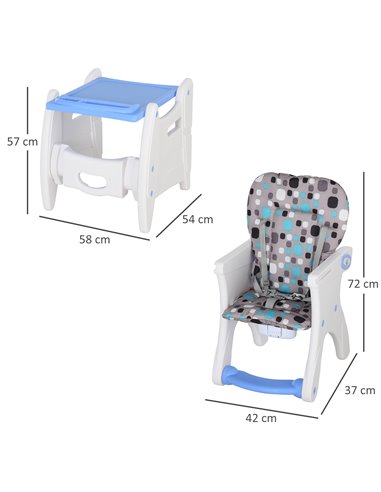 HOMCOM HDPE 3-in-1 Baby Booster High Chair Blue