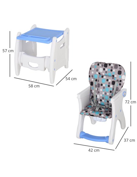 HOMCOM HDPE 3-in-1 Baby Booster High Chair Blue - pic 6285 | FastDaddyshop