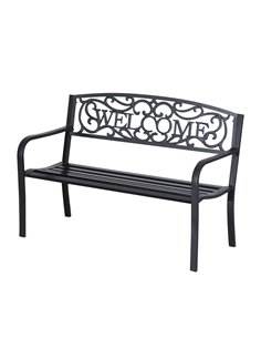 Outsunny 2 Seater Metal Garden Bench Patio Outdoor Park Porch Chair 840-037