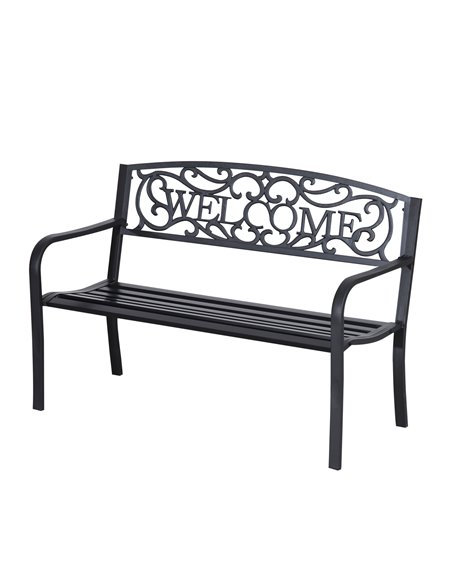 Outsunny 2 Seater Metal Garden Bench Patio Outdoor Park Porch Chair 840-037 - pic 62850 | FastDaddyshop