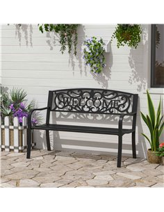 Outsunny 2 Seater Metal Garden Bench Patio Outdoor Park Porch Chair 840-037 2