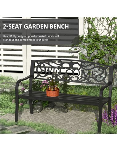 Outsunny 2 Seater Metal Garden Bench Patio Outdoor Park Porch Chair 840-037